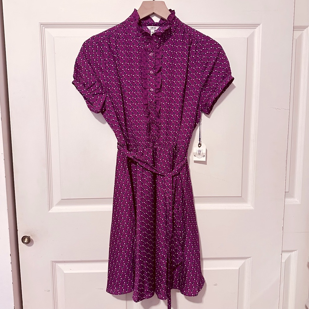 Vintage | Dress | High Collar Ruffle Dress in Magenta | Coquette - Picture 10 of 10